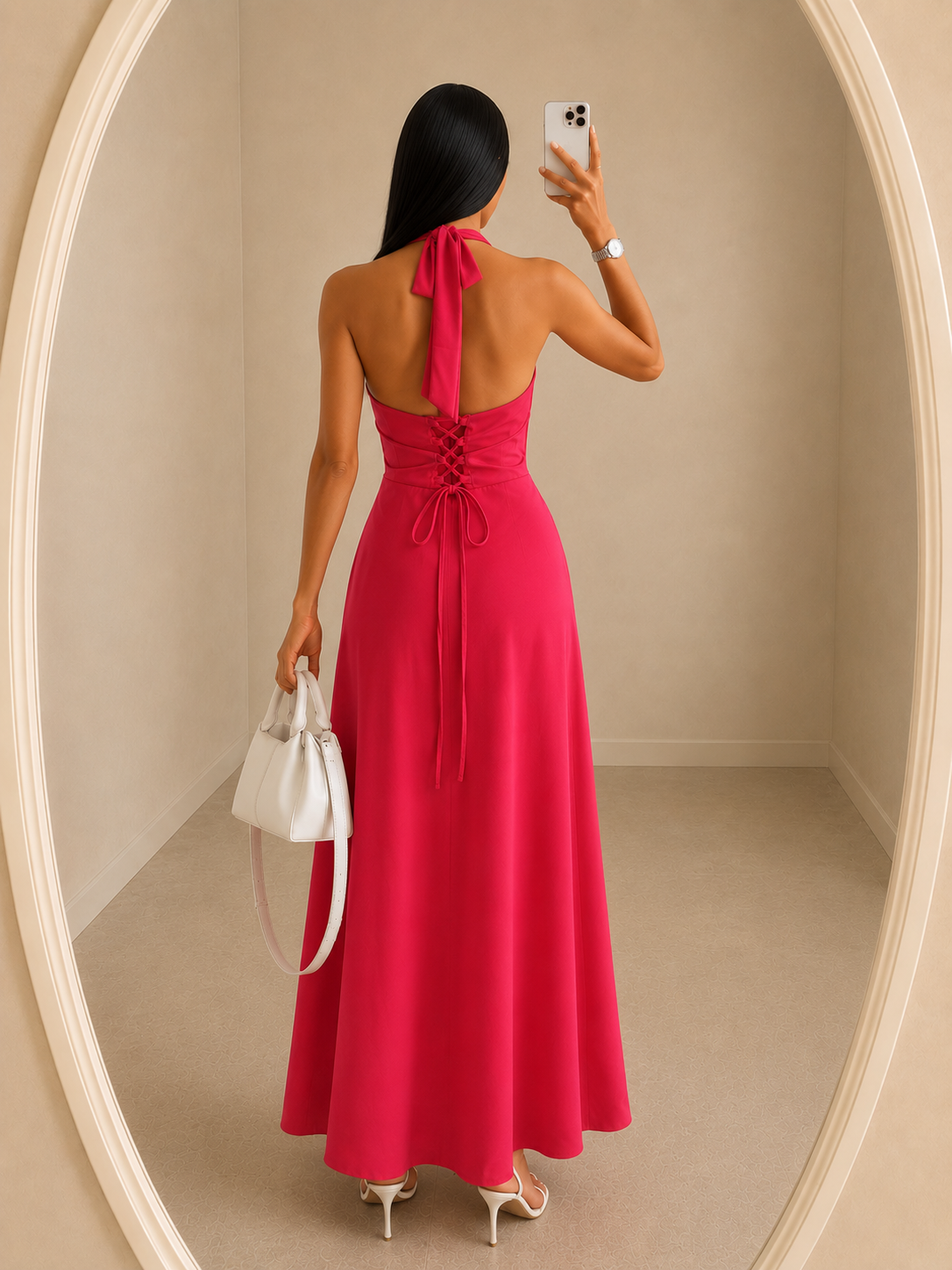Hot Pink Tie Up Dress