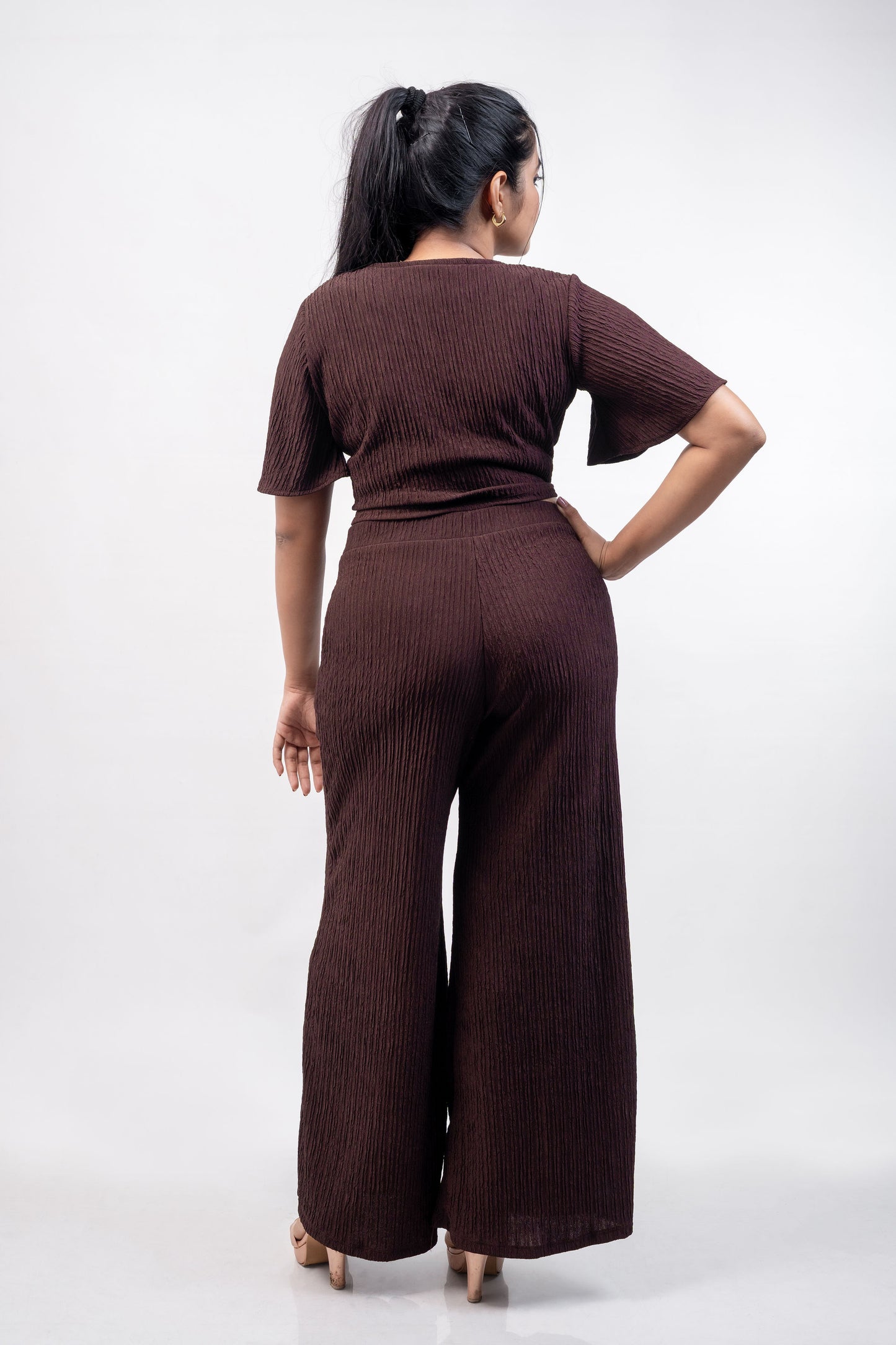 Flared crop top - Brown