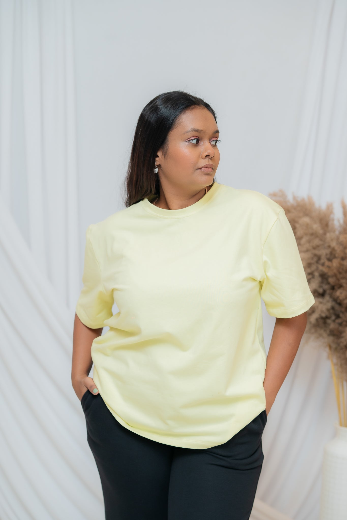 Lime Yellow Oversized Plain T-shirt