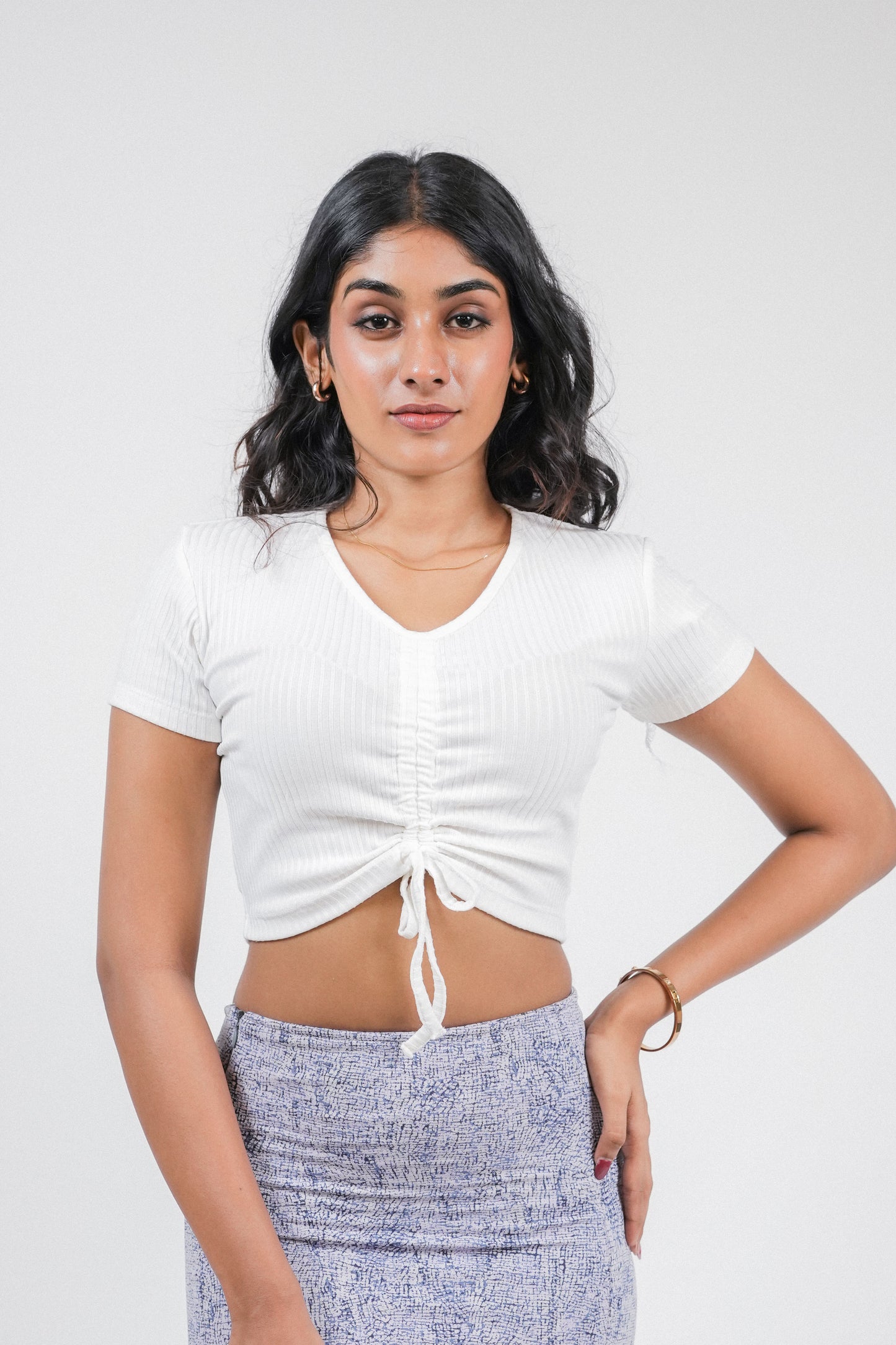Ribbed Crop - White