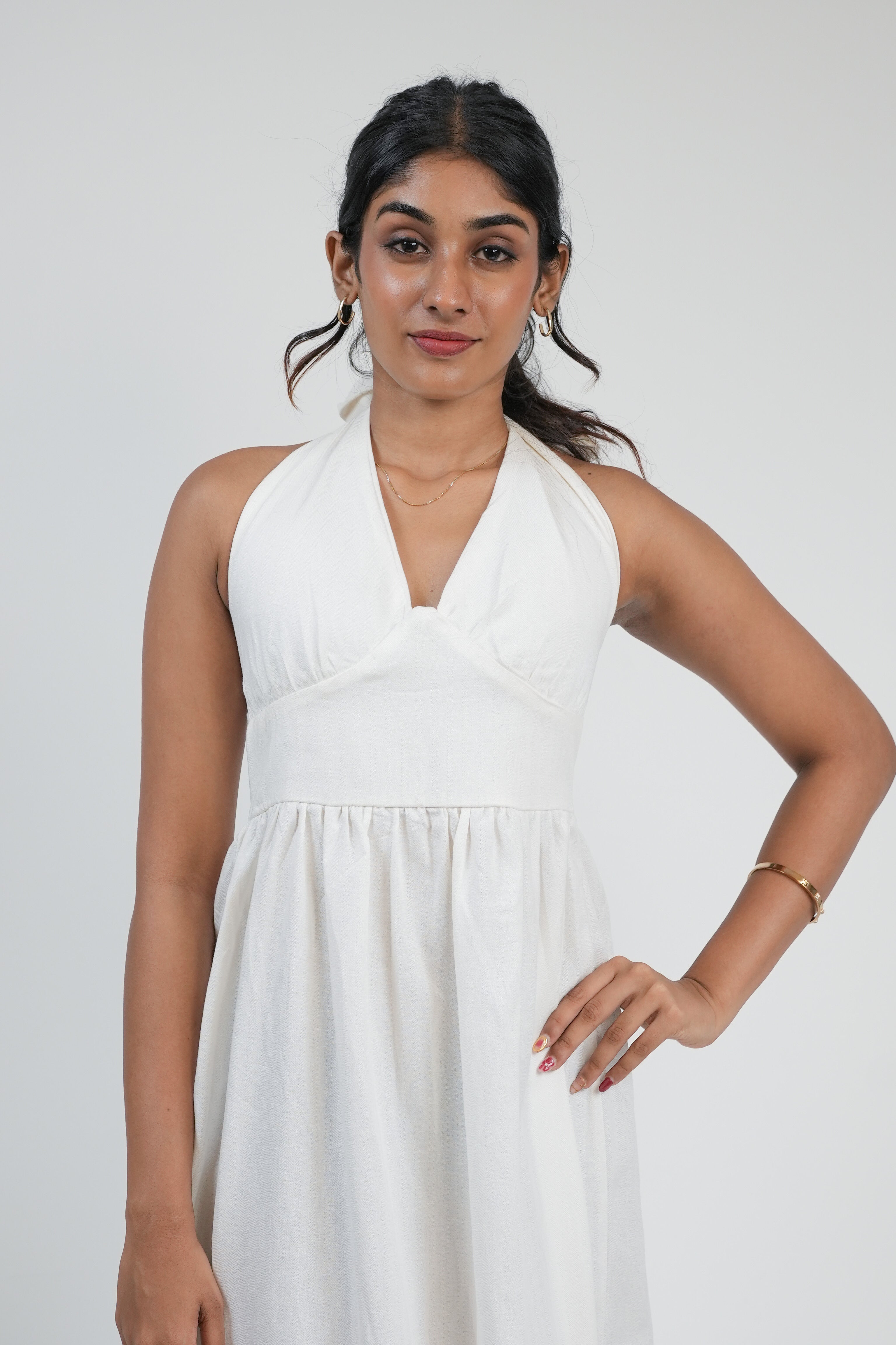 White Halter Neck Dress KELZY Clothing — free download