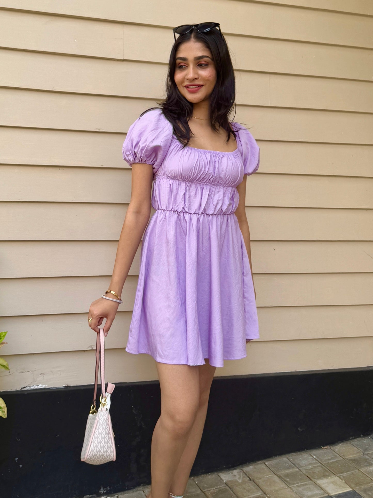 Puff Sleeve Short Dress