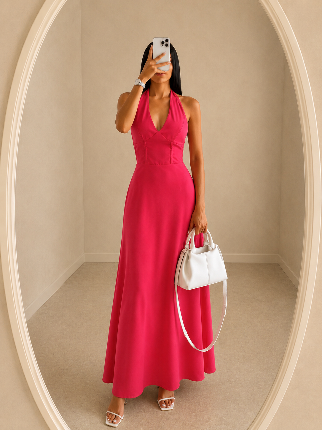 Hot Pink Tie Up Dress