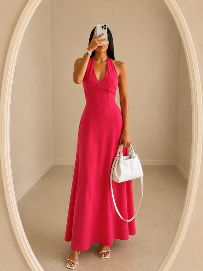 Hot Pink Tie Up Dress
