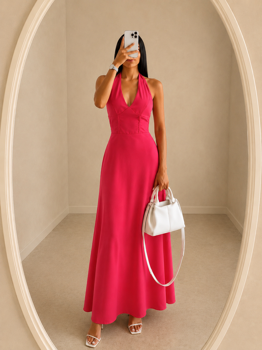 Hot Pink Tie Up Dress