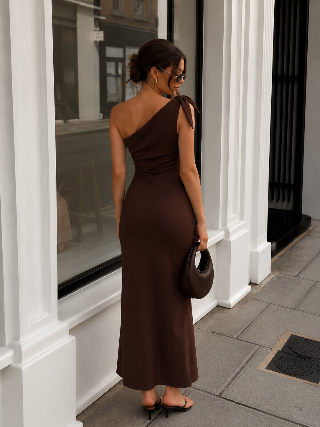 Brown Tie Up Dress