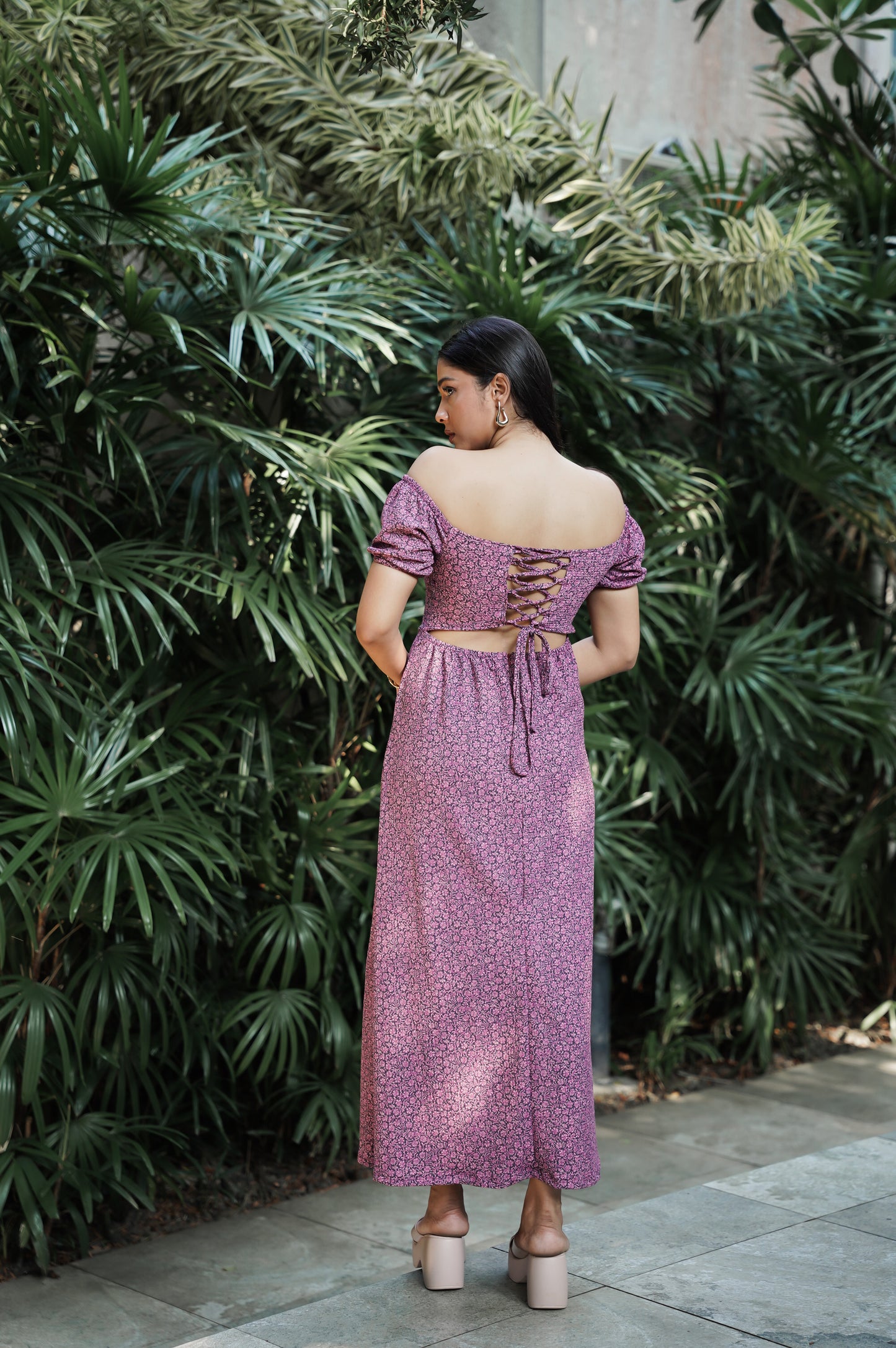 Floral Back Tie Up Dress