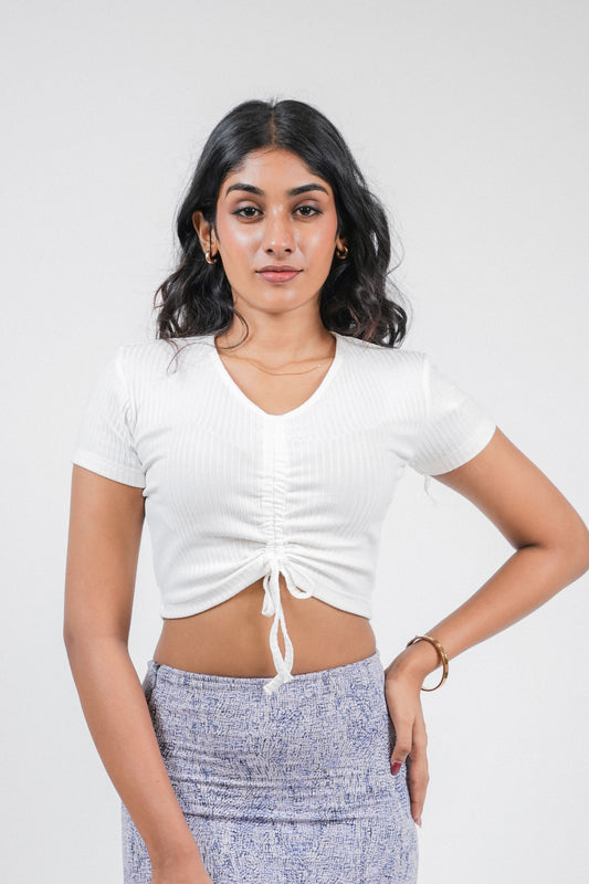 Ribbed Crop - White