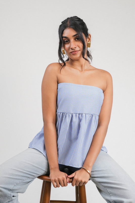 Checkered Off Shoulder Top