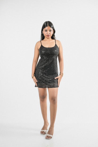 IT GIRL Sequin Dress Tie Up Dress