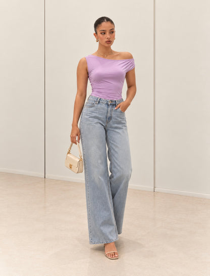Sky Wash Wide-Leg Jeans